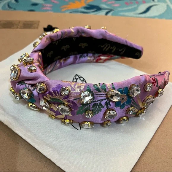 LA BELLA Lilac Pearl Headband Lilac Headband Lilac Hair Band Thin Hair Band with Pearls  main image 3